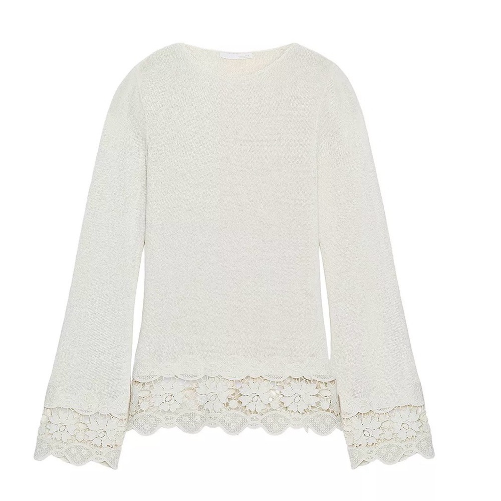 Zara Cream Lace-Trim Long Sleeve Top and Pants (SET)